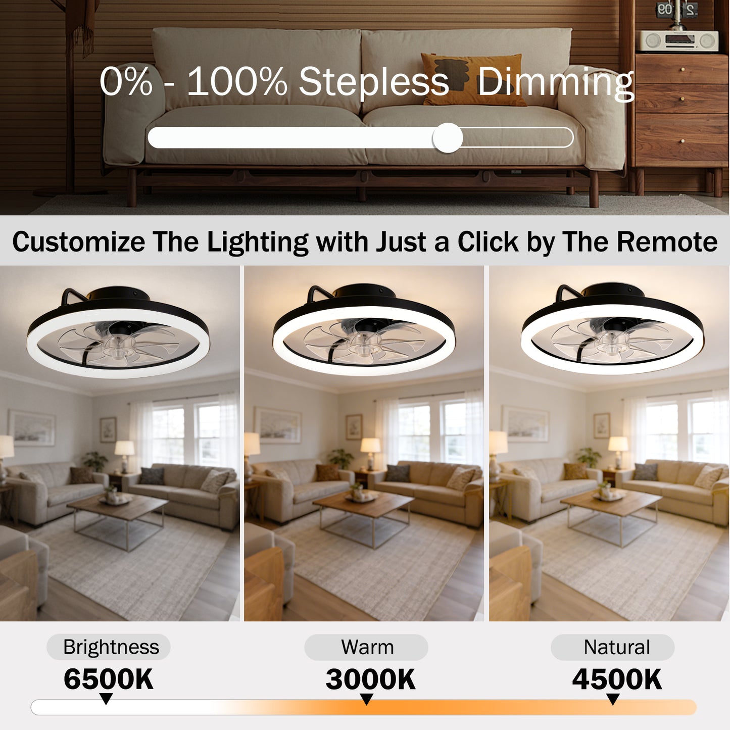 TCL 20/24 in. Flush-Mount Fandelier with LED Light