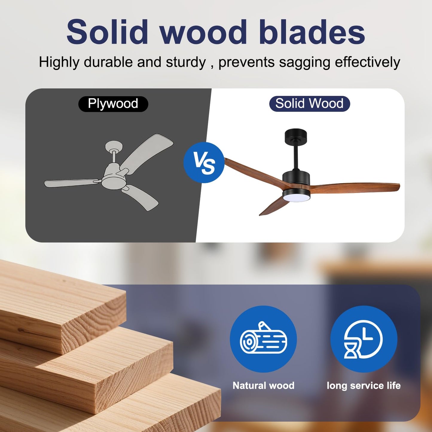 TCL 52/60 in. Wooden Ceiling Fan with Light