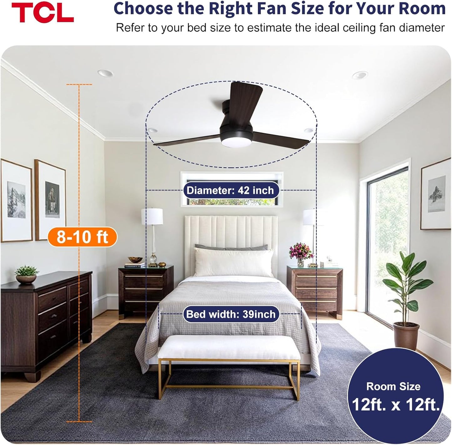 TCL 36/42/46 in. Low-Profile Ceiling Fan with Light