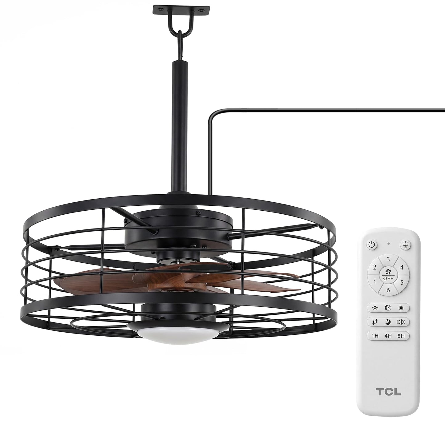 TCL 20 in. Outdoor Caged Ceiling Fan with Light