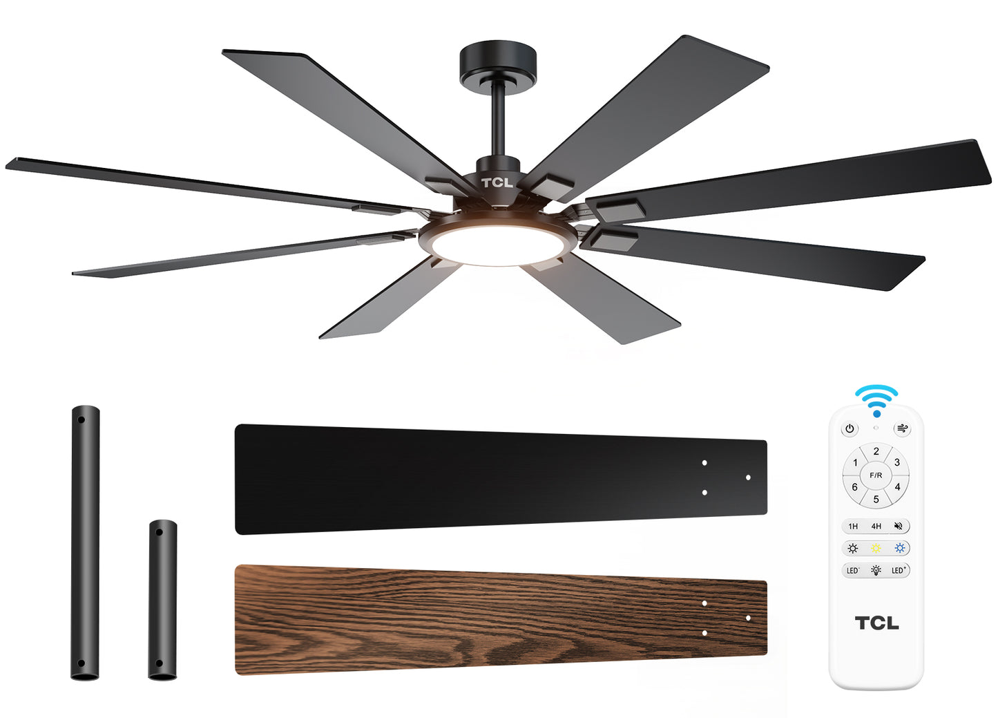 TCL 62/72 in. Large Ceiling Fan with Light