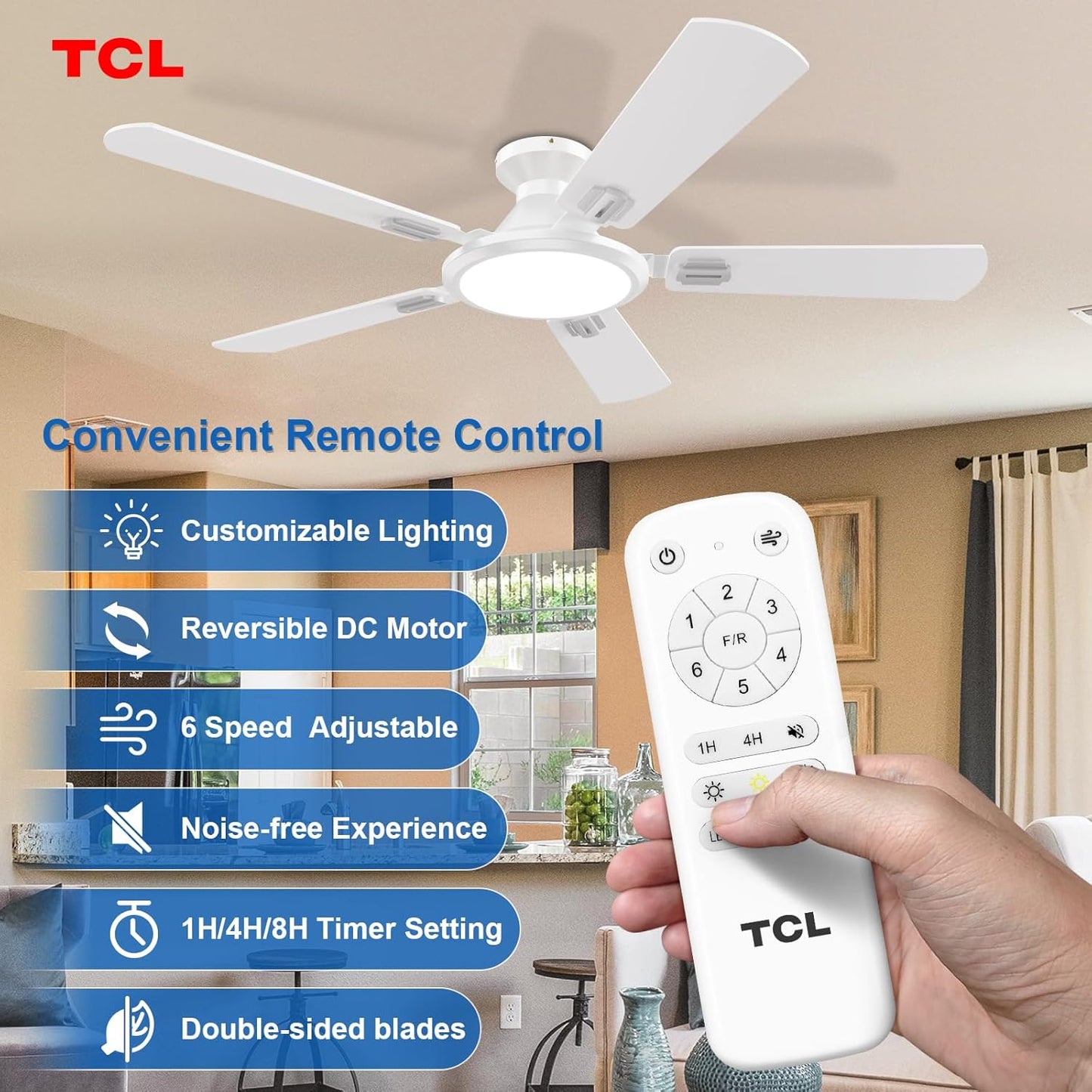 TCL 52 in. Low-Profile 5-Blade Ceiling Fan with Light