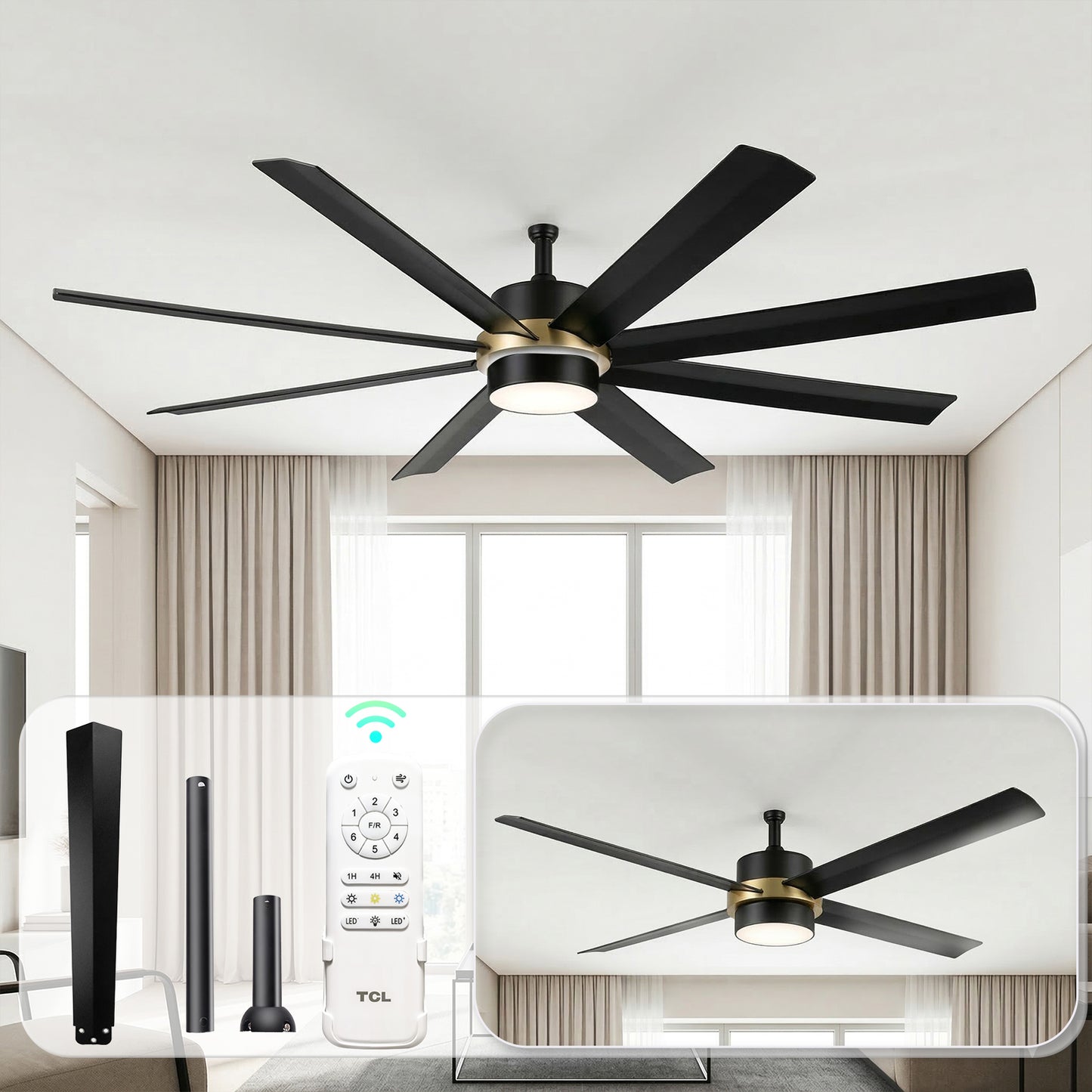 TCL 72 in. 8-Blade Ceiling Fan with Light
