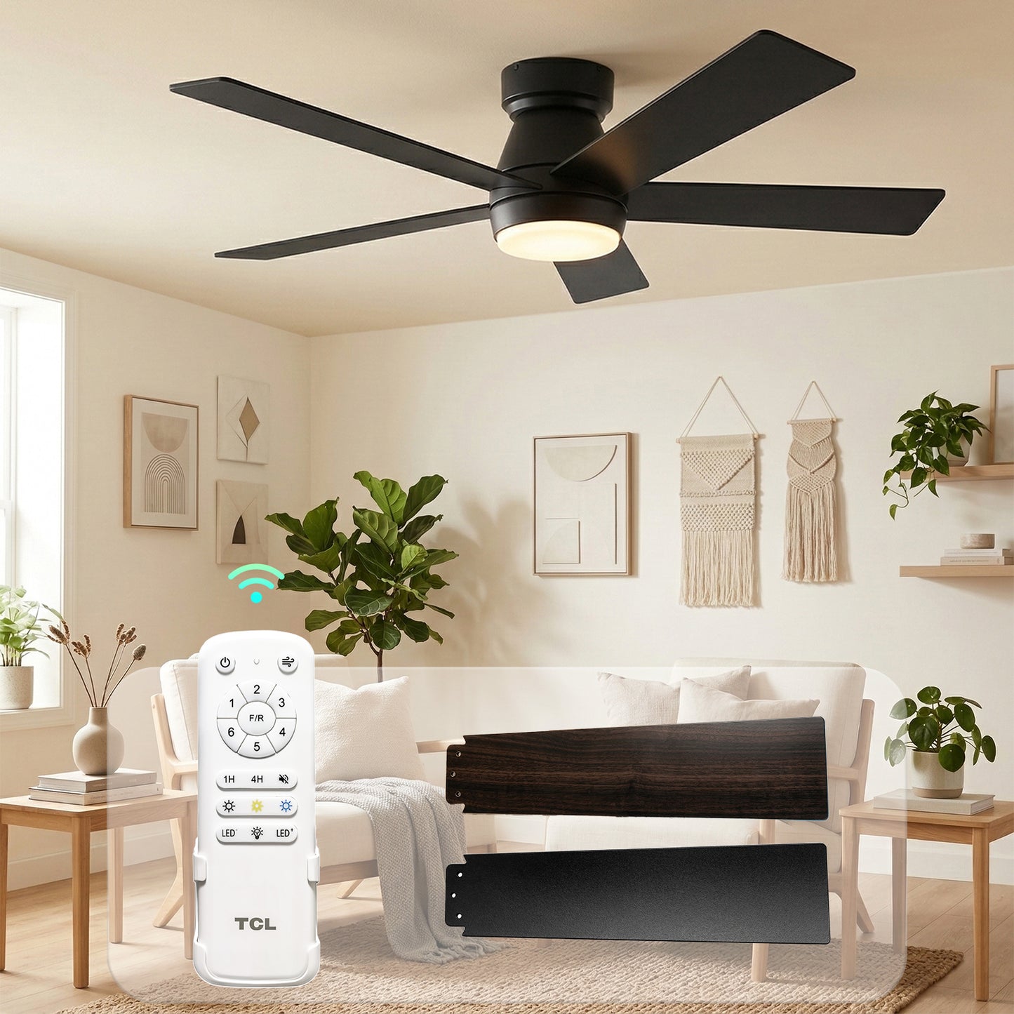 TCL 42/52 in. Low-Profile Ceiling Fan with Light