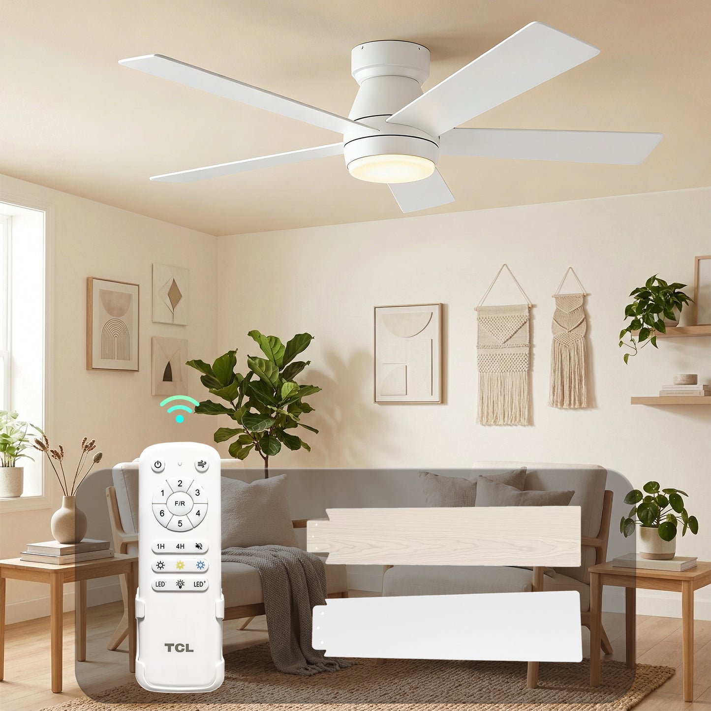 TCL 42/52 in. Low-Profile Ceiling Fan with Light