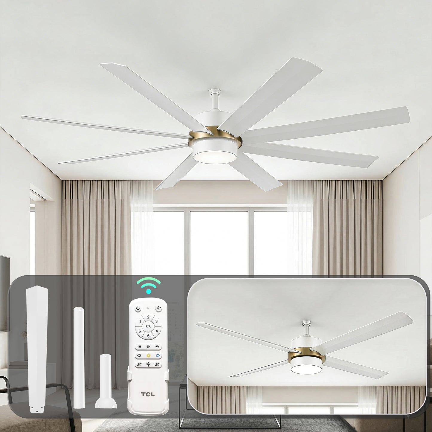 TCL 72 in. 8-Blade Ceiling Fan with Light