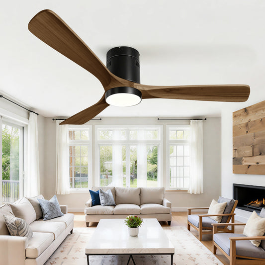 TCL 52 in. Low-Profile Wood Ceiling Fan with Light