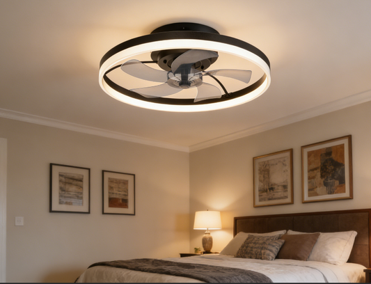 TCL 20/24 in. Flush-Mount Fandelier with LED Light