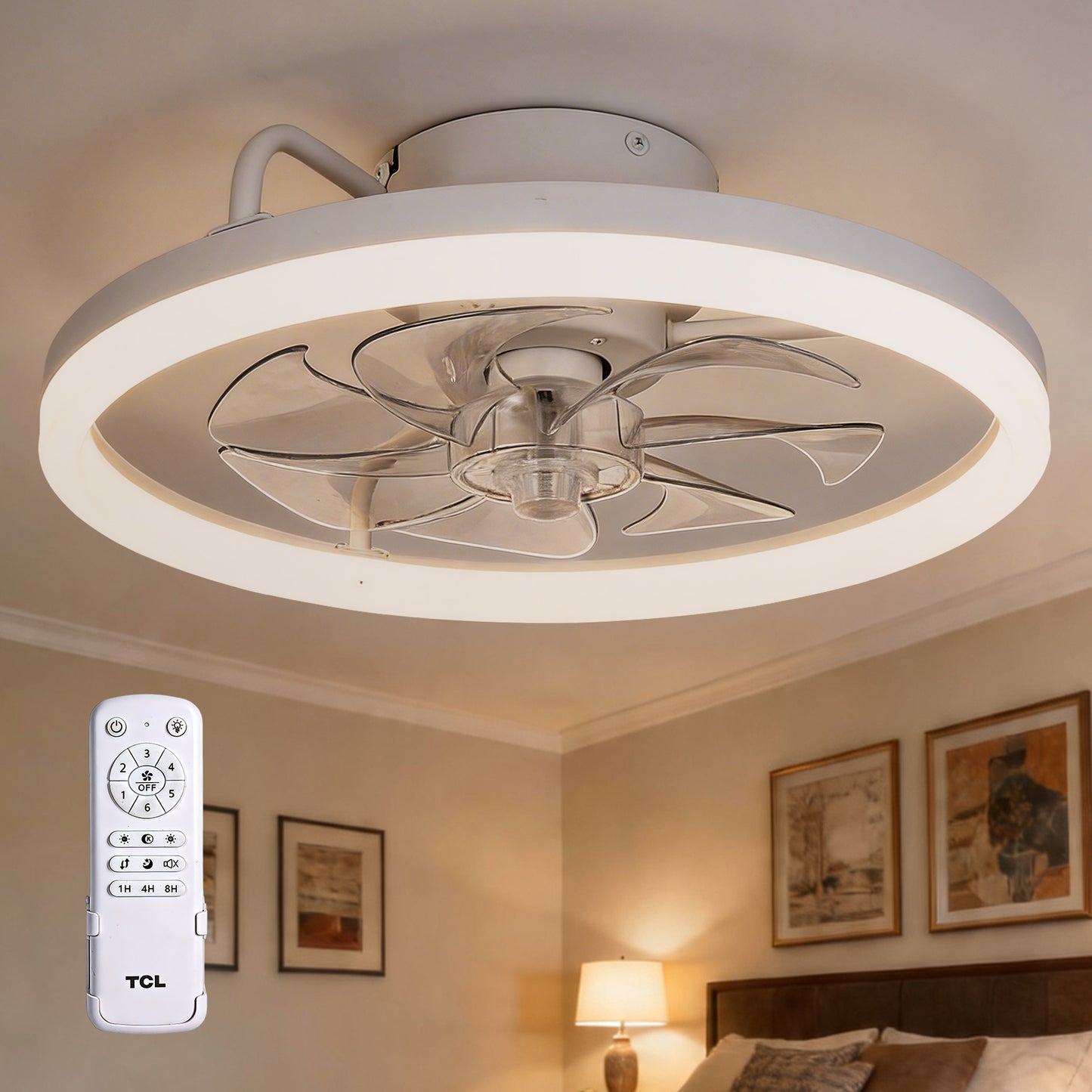 TCL 20/24 in. Flush-Mount Fandelier with LED Light