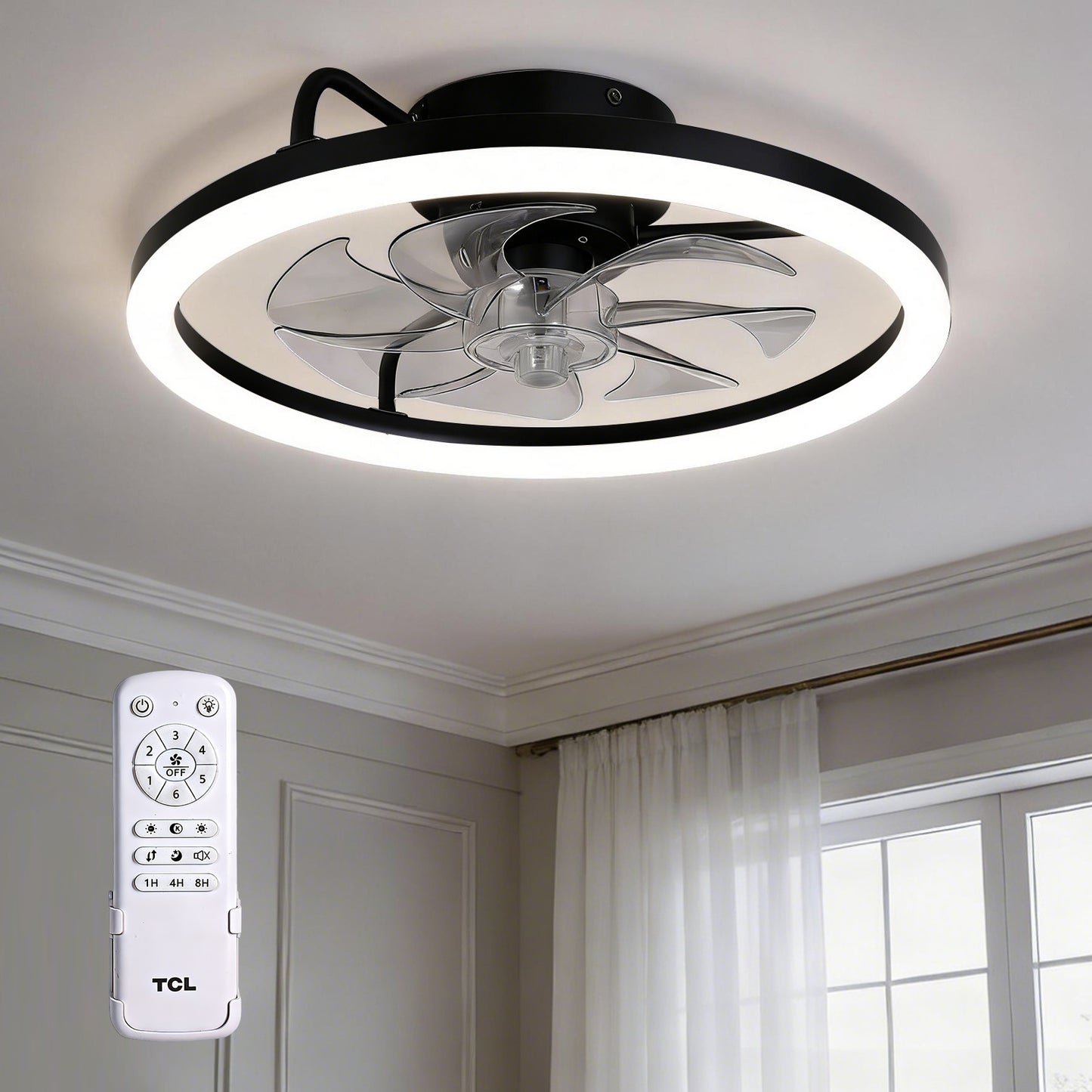 TCL 20/24 in. Flush-Mount Fandelier with LED Light