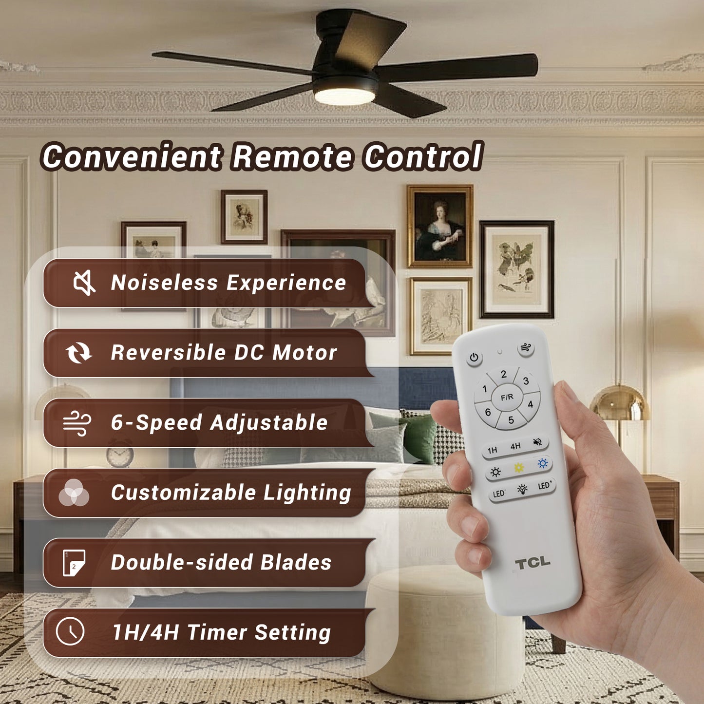 TCL 42/52 in. Low-Profile Ceiling Fan with Light