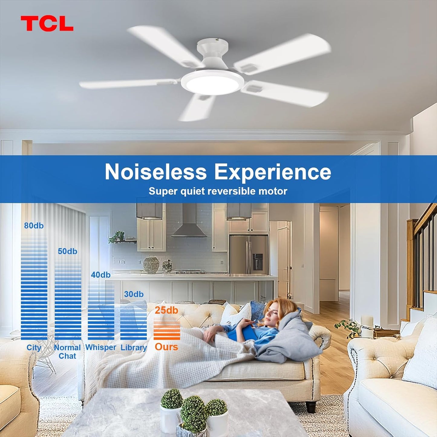 TCL 52 in. Low-Profile 5-Blade Ceiling Fan with Light
