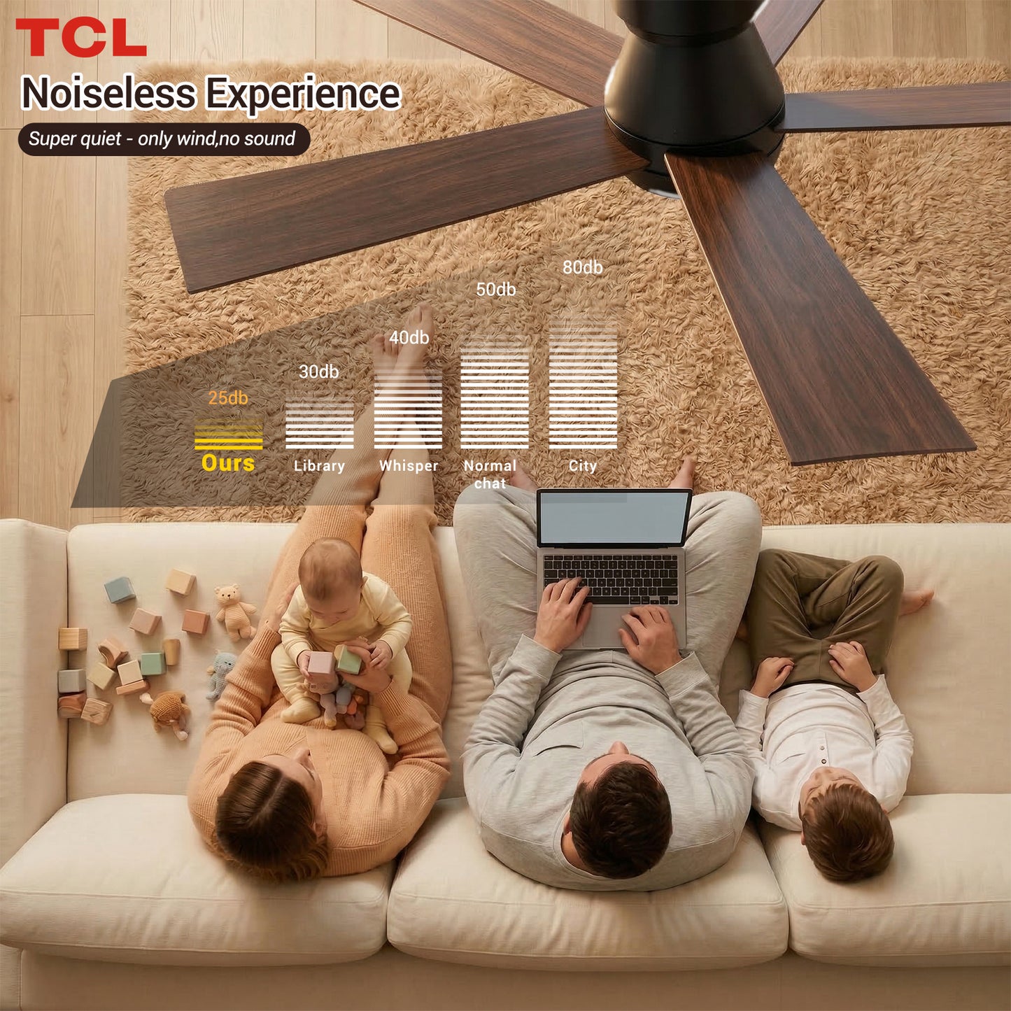 TCL 42/52 in. Low-Profile Ceiling Fan with Light