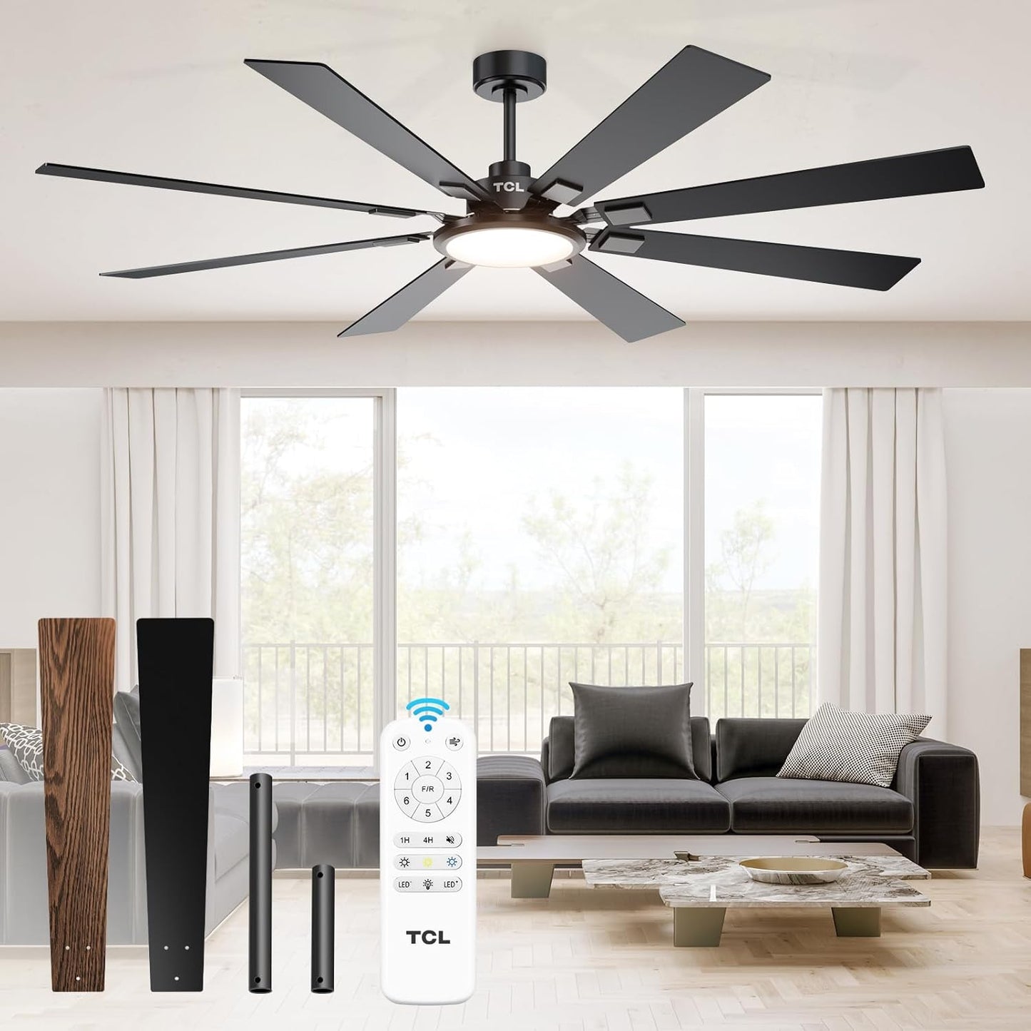 TCL 62/72 in. Large Ceiling Fan with Light