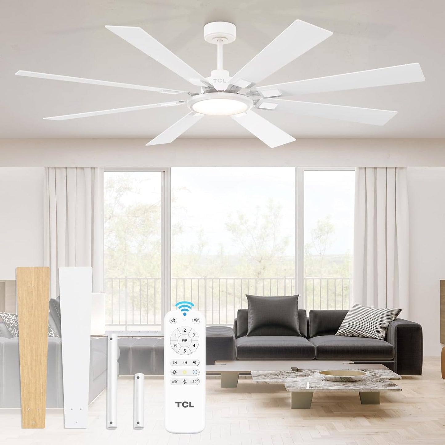 TCL 62/72 in. Large Ceiling Fan with Light