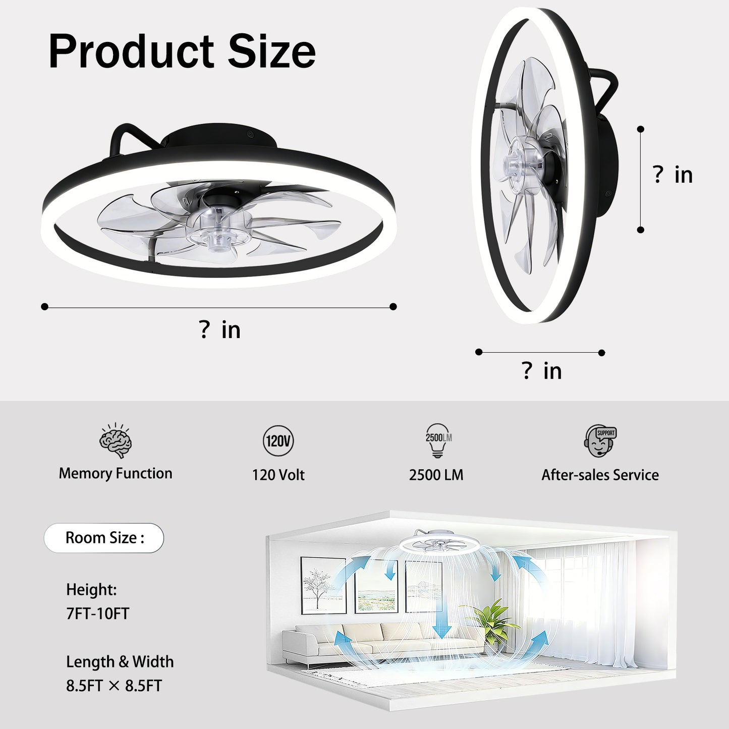 TCL 20/24 in. Flush-Mount Fandelier with LED Light