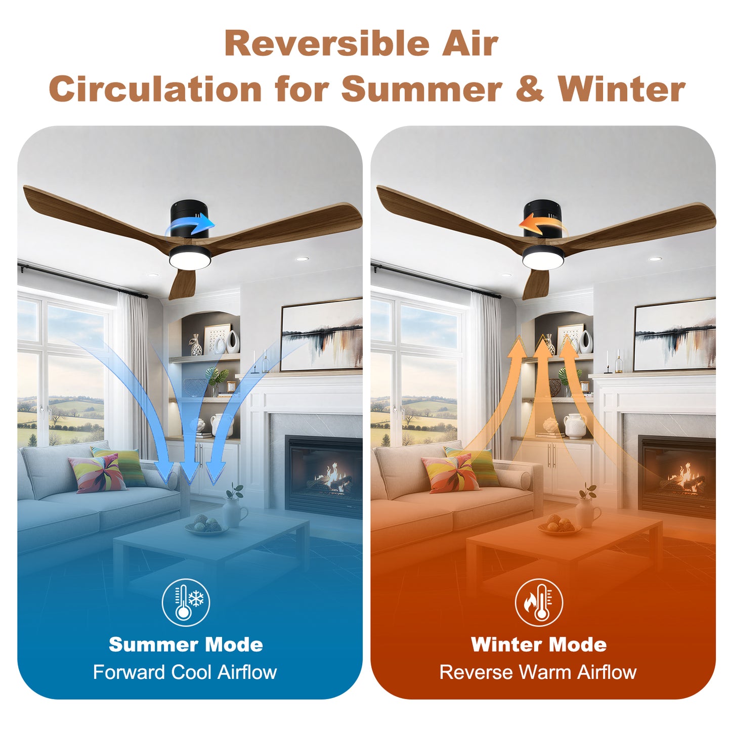 TCL 52 in. Low-Profile Wood Ceiling Fan with Light