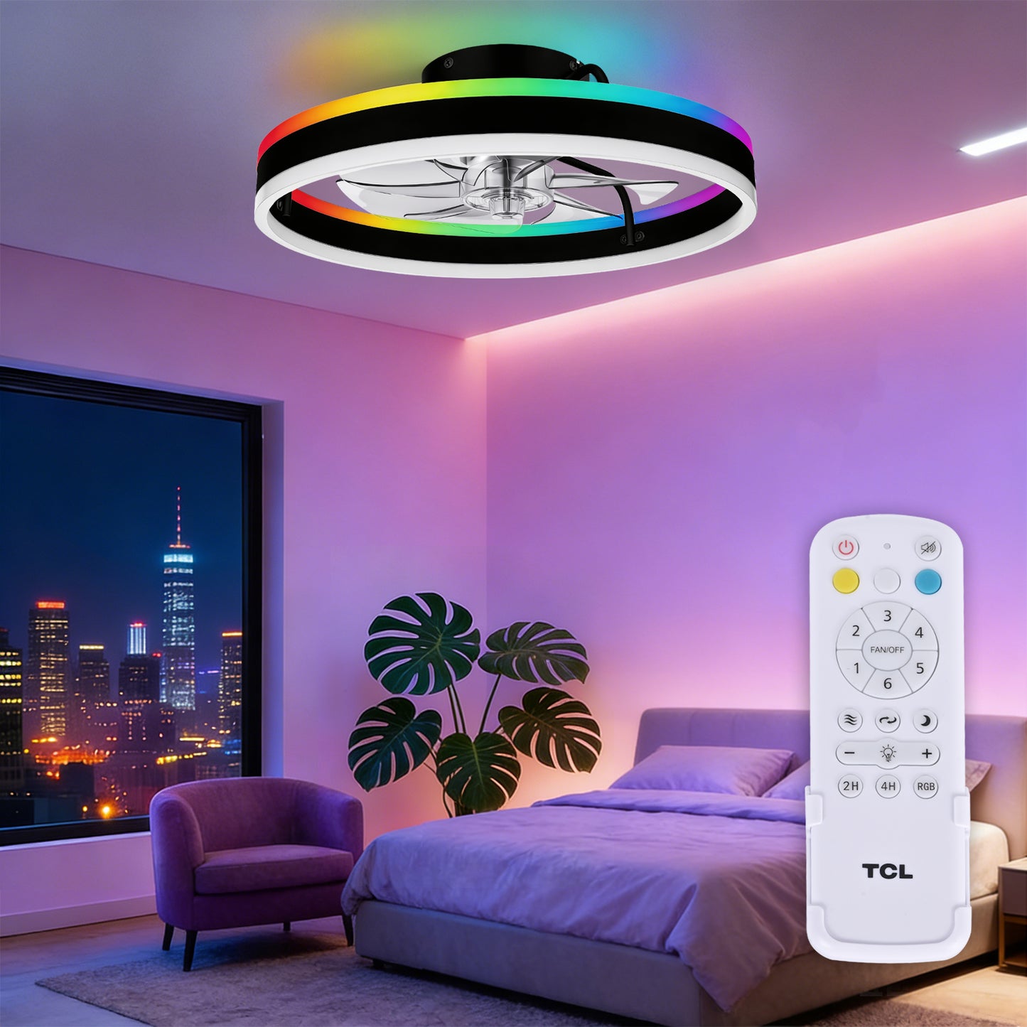 TCL 20/24 in. Flush-Mount Fandelier with LED Light