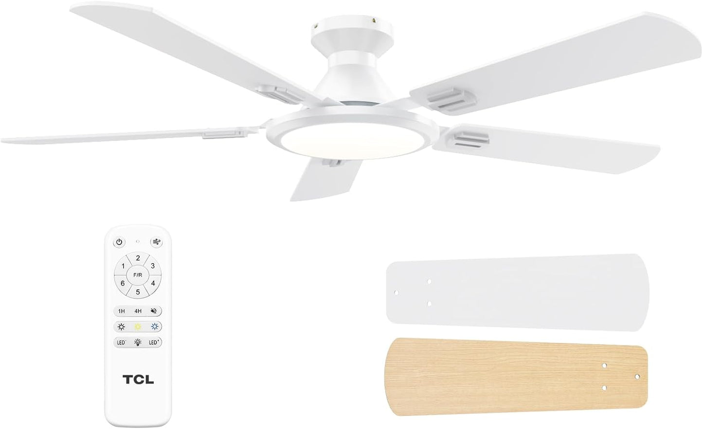 TCL 52 in. Low-Profile 5-Blade Ceiling Fan with Light
