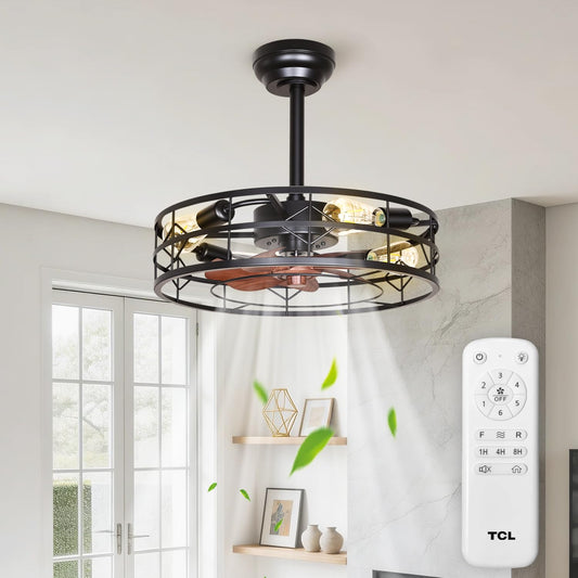 TCL 20/24 in. Caged Low-Profile Ceiling Fan with Light