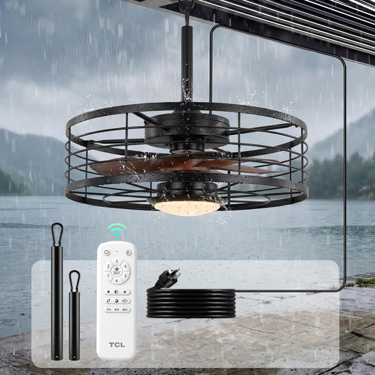 TCL 20 in. Outdoor Caged Ceiling Fan with Light