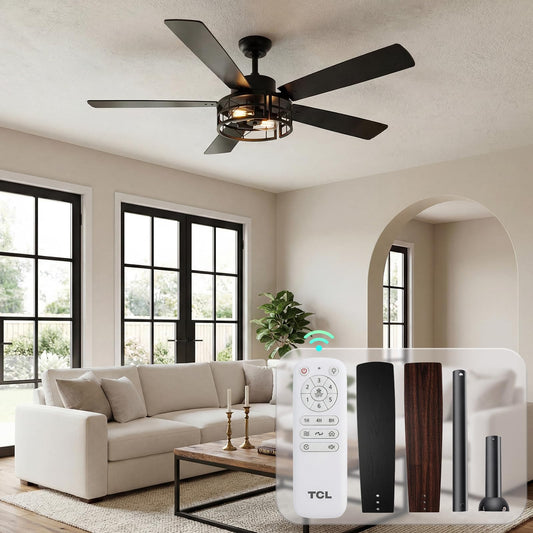TCL 52 in. Farmhouse Caged Ceiling Fan with Light