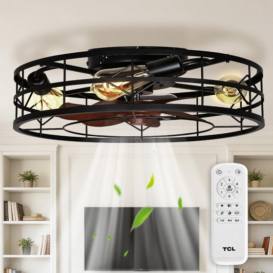TCL 20/24 in. Caged Low-Profile Ceiling Fan with Light
