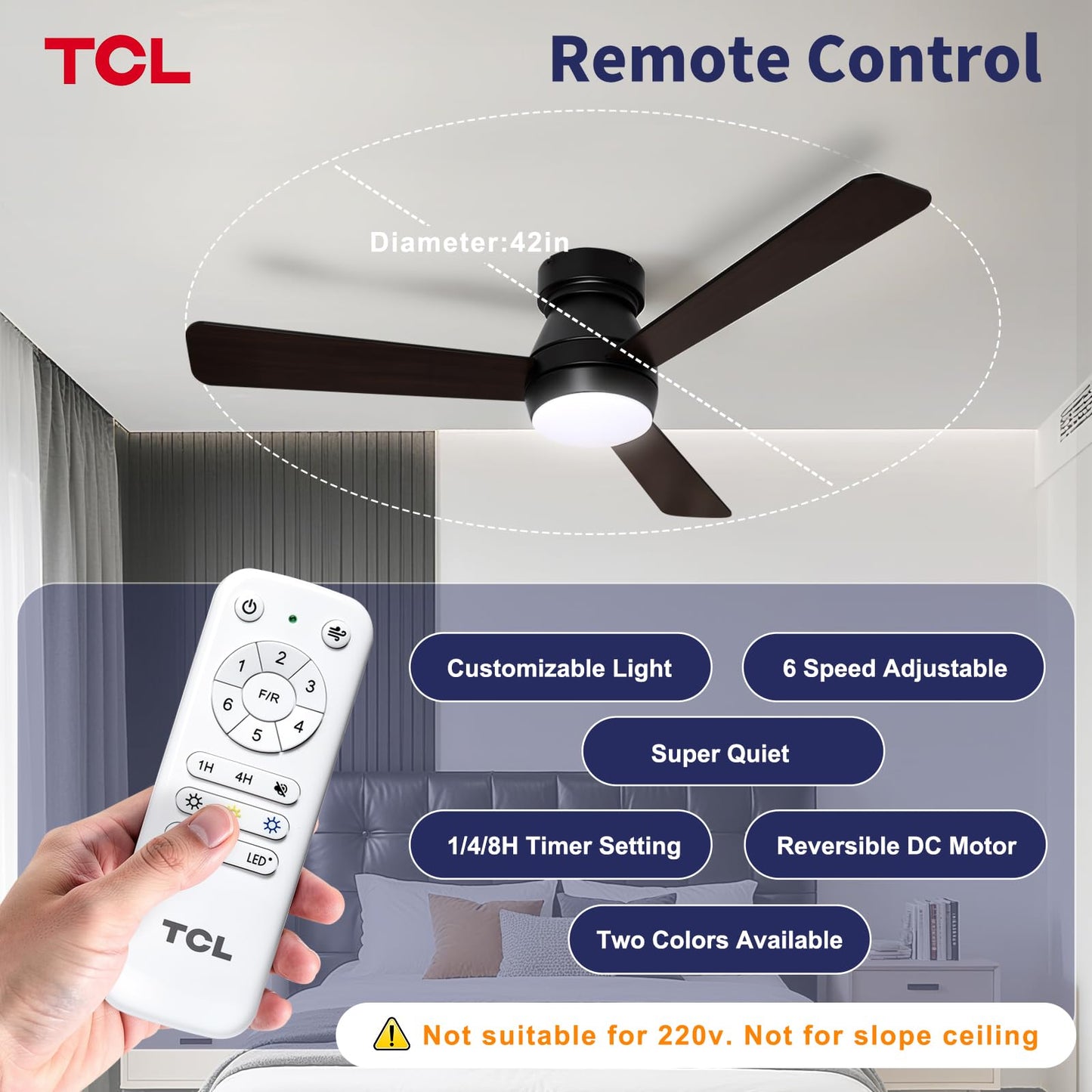 TCL 36/42/46 in. Low-Profile Ceiling Fan with Light