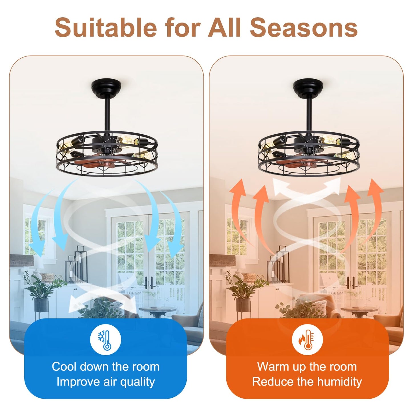 TCL 20/24 in. Caged Low-Profile Ceiling Fan with Light
