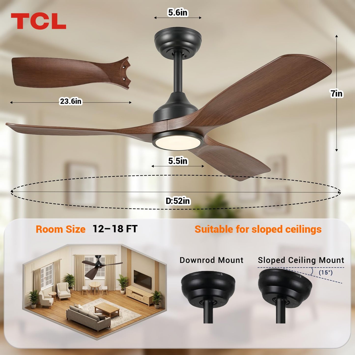 TCL 52 in. Outdoor Ceiling Fan with Light