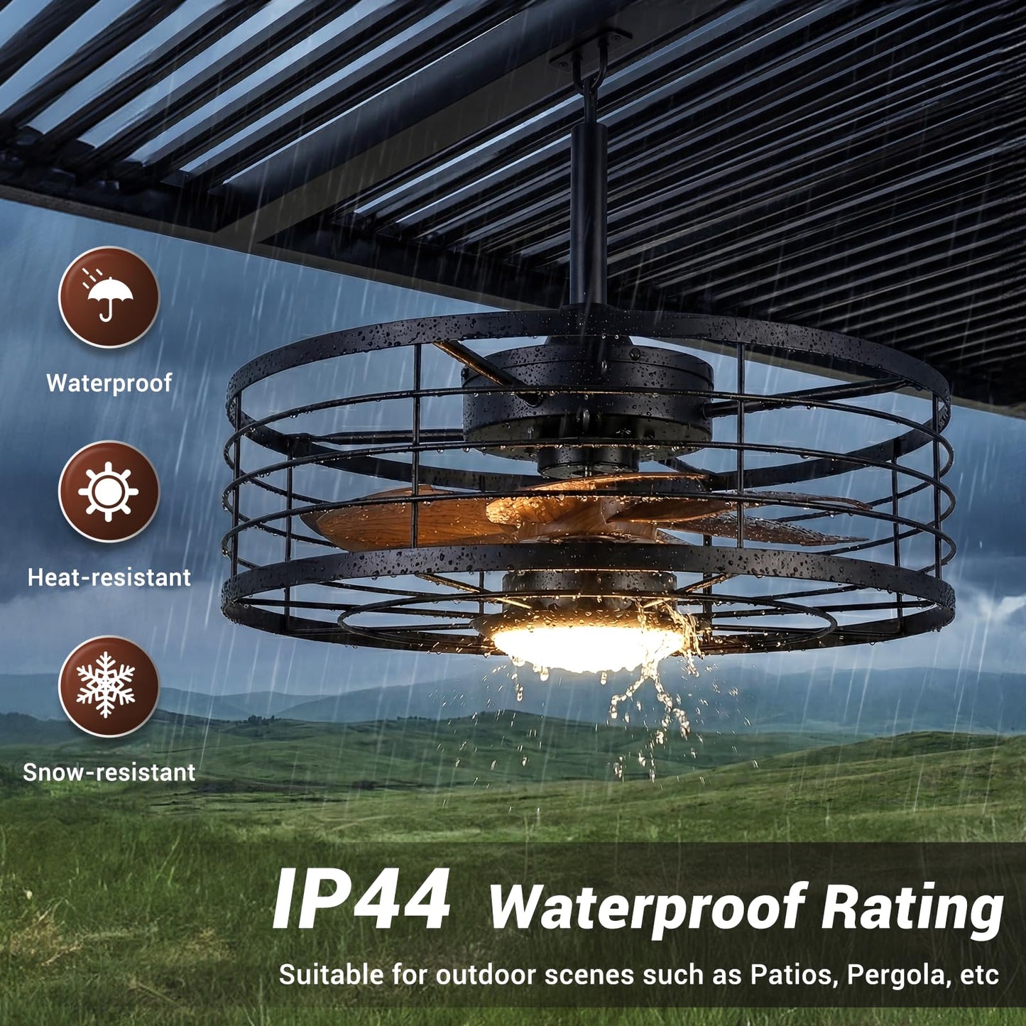 TCL 20 in. Outdoor Caged Ceiling Fan with Light