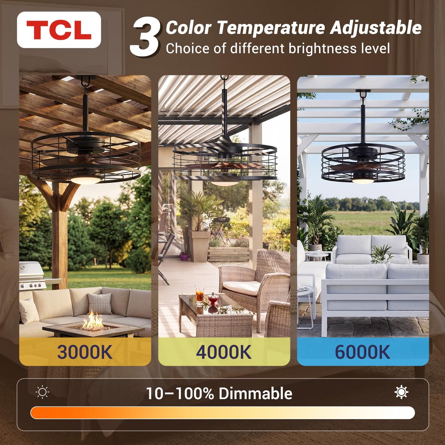 TCL 20 in. Outdoor Caged Ceiling Fan with Light