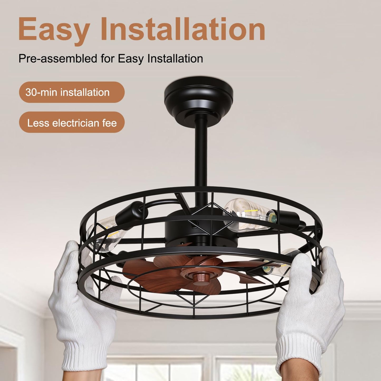 TCL 20/24 in. Caged Low-Profile Ceiling Fan with Light