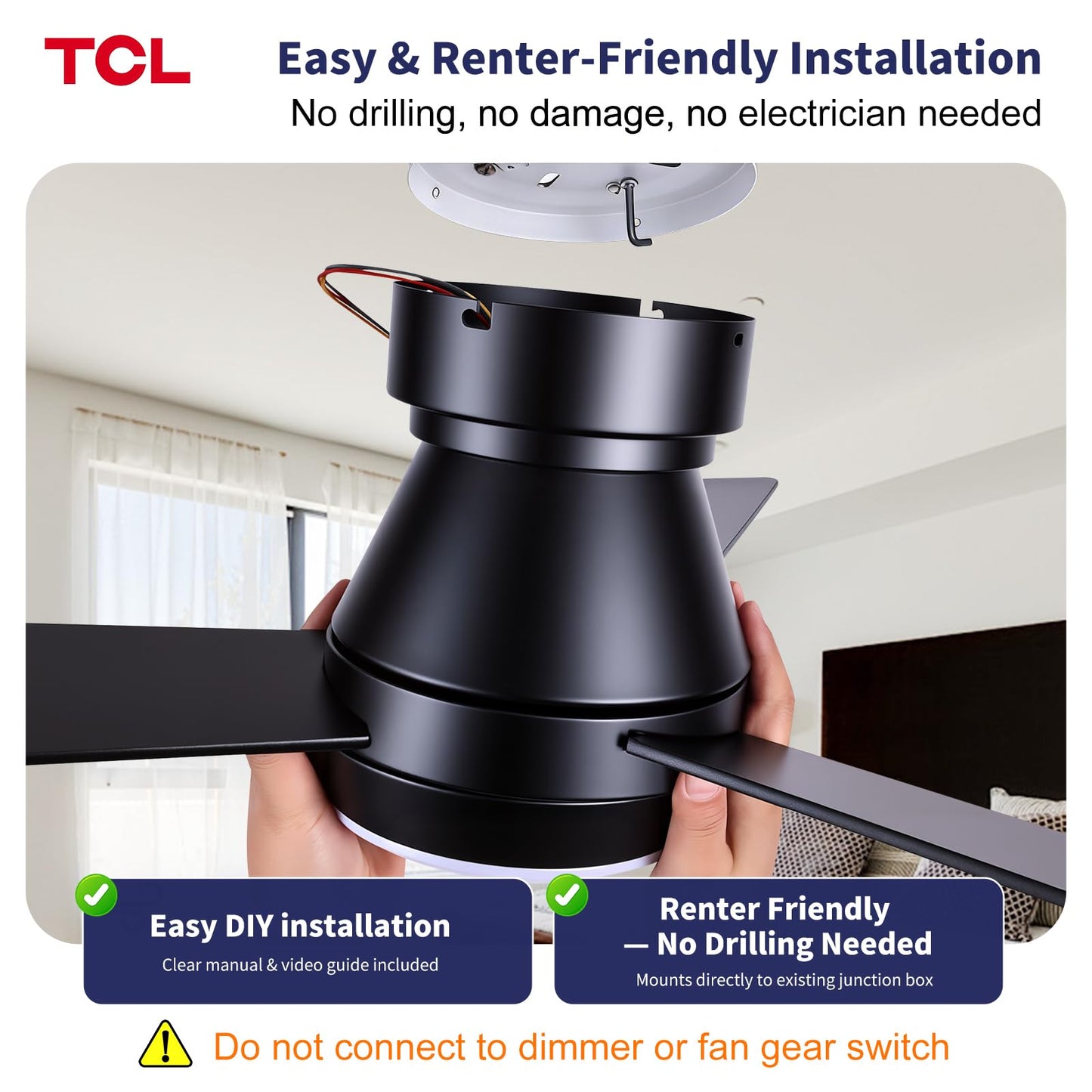 TCL 36/42/46 in. Low-Profile Ceiling Fan with Light