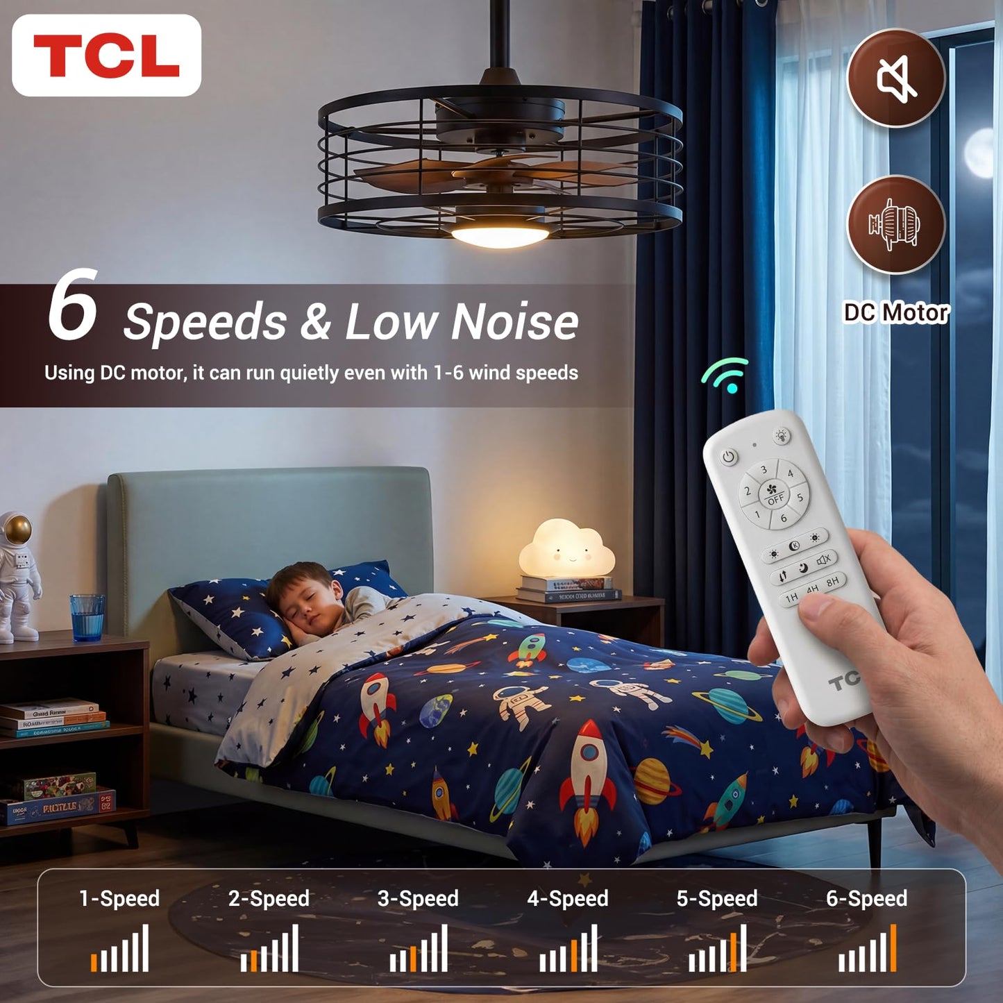 TCL 20 in. Outdoor Caged Ceiling Fan with Light