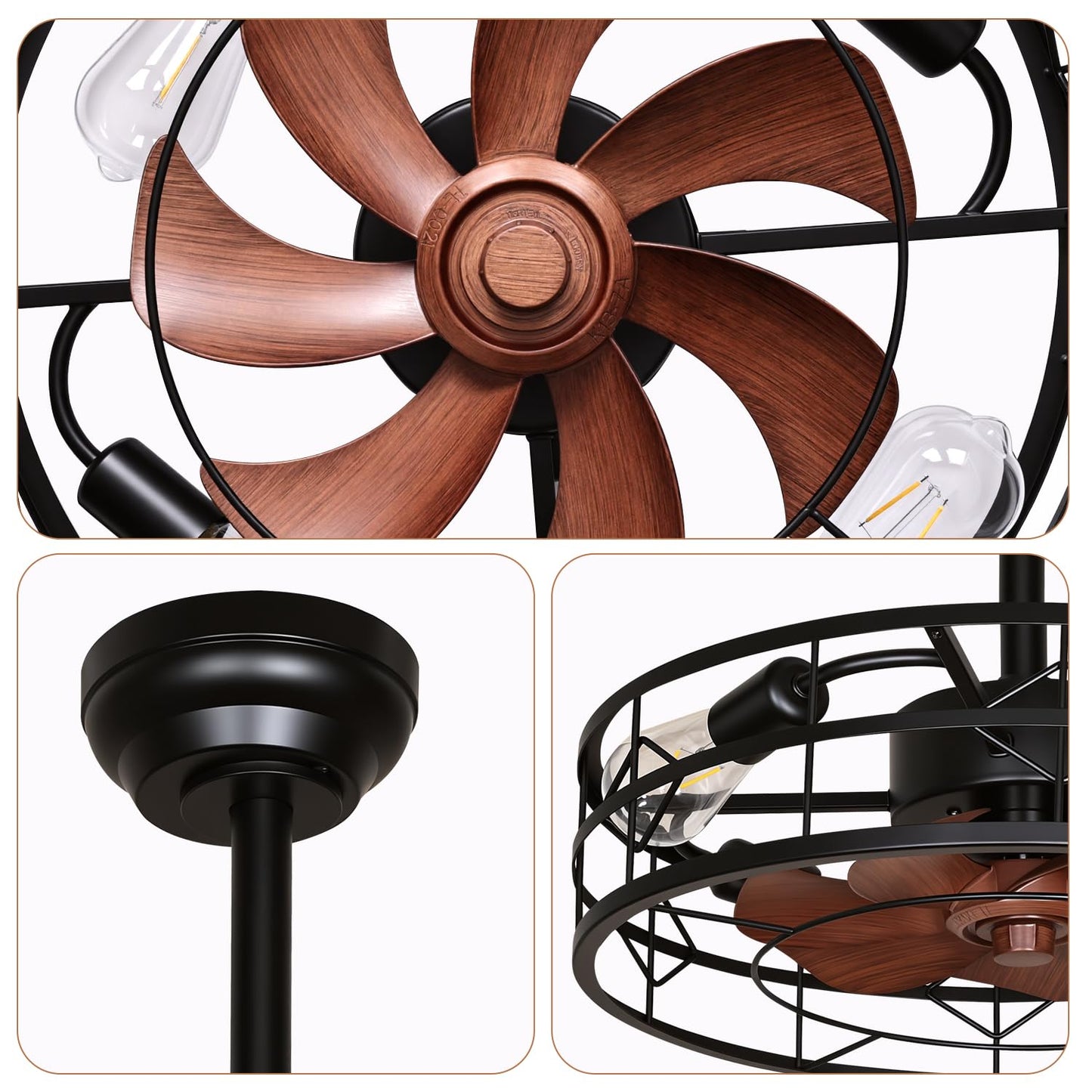 TCL 20/24 in. Caged Low-Profile Ceiling Fan with Light