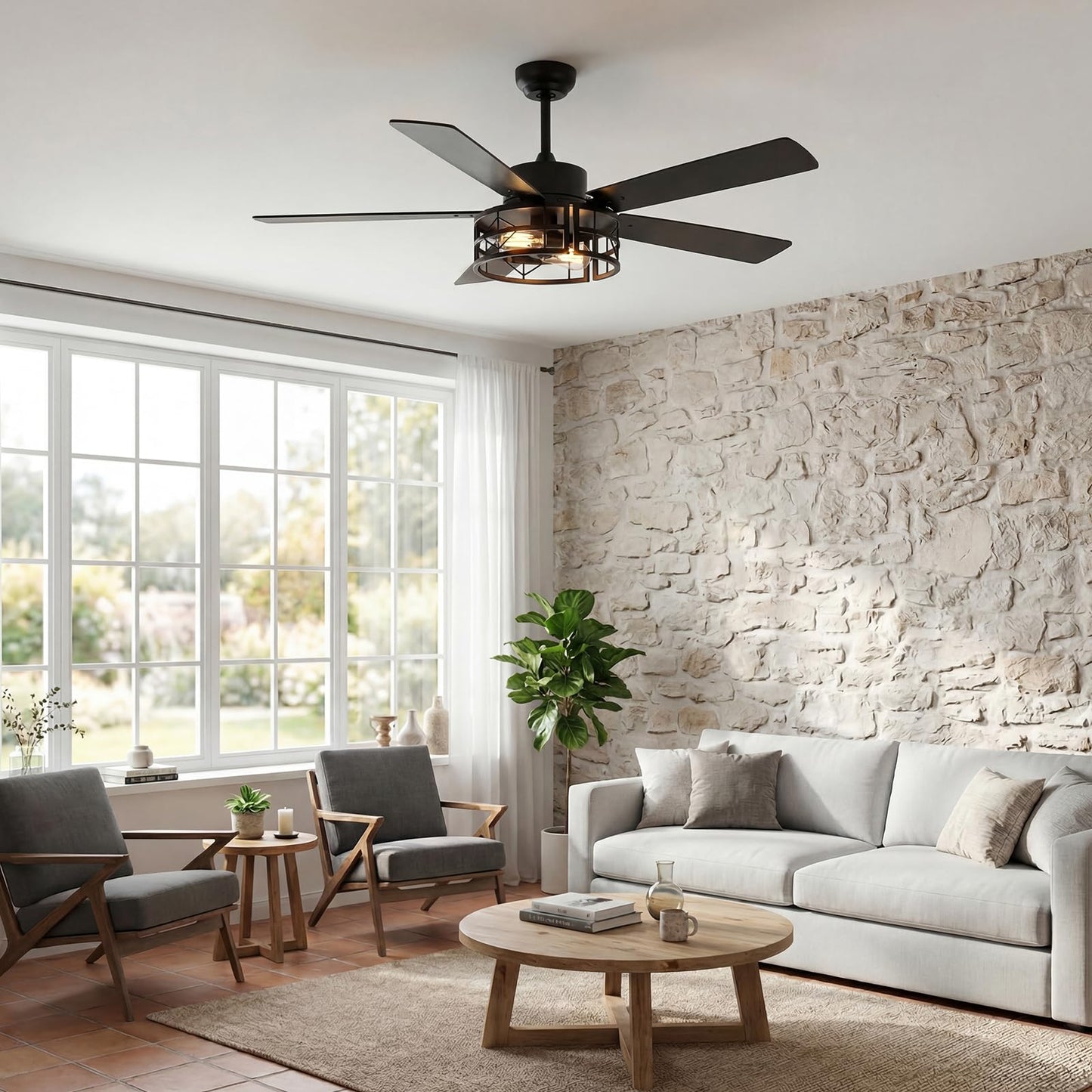TCL 52 in. Farmhouse Caged Ceiling Fan with Light